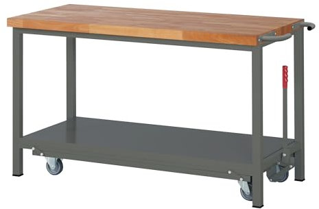 STIER Werkbank Premium mit abs. Fahrgestell BxTxH 1500x700x880 mm