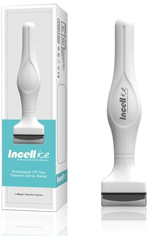 Derma Stamp - INCELLICE Dermastamp 1,0mm, Microneedle Stamp 175 Titanium Nadeln Derma Stamper für Haar und Bart, Professionelle Microneedling Stempel für Hautpflege Frauen und Männer