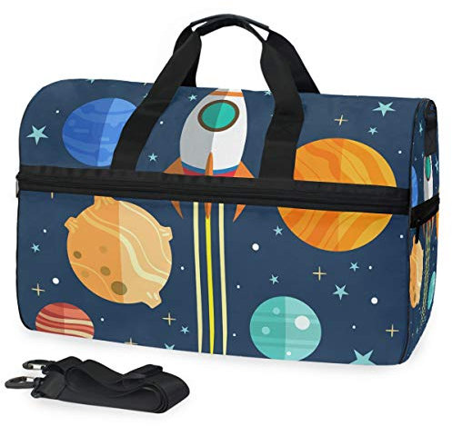 Universum Galaxie Rakete Sporttasche Badetasche mit Schuhfach Reisetaschen Handtasche für Reisen Frauen Mädchen Männer