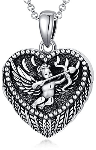 SOULMEET Baby Angel Cupid Locket Necklace That Holds Picture Photo God of Love Sterling Silve Locket Pendant Christian Archer (Locket only)