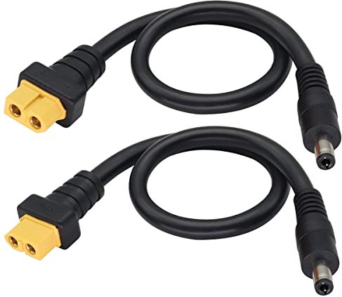AAOTOKK DC5.5x2.5mm to XT60 Bullet Connector to DC5.5x2.5mm Male Power Charging Adapter Cable for TS100 Soldering Iron,FPV Monitor Power,Drone Power Cord(DC 2.5mm-M/30cm-2Pack)