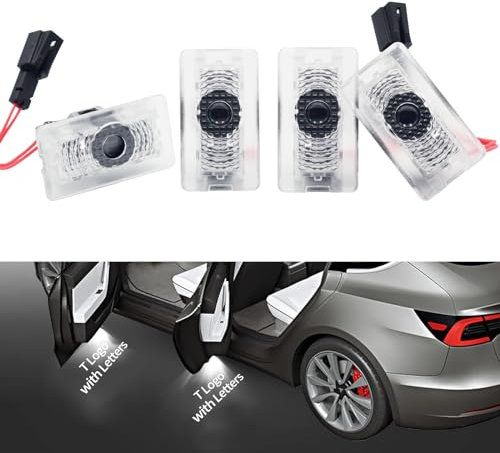 Ozvavzk Autotür Licht Door Logo Projektolicht Willkommenslicht Einstiegsbeleuchtung für Tesla Model 3 Model Y Model S Model X Türbeleuchtung Autotür Licht Tesla Licht Tesla Zubehör, 4PCS