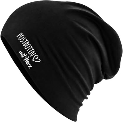 Huuraa Slouch Beanie Postbotin mit Herz Geschenk | Erwachsenen Wintermütze Baumwolle und Elasthan Mütze Geschenkidee doppellagige Baumwollmütze