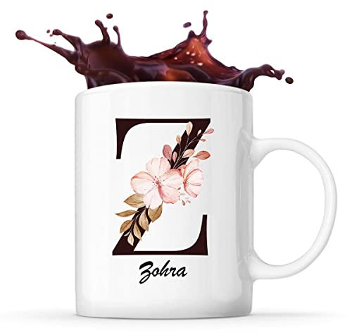 Planetee Mug Zohra | Tasse prénom femme avec Lettre fleur | Idée cadeau pour anniversaire noël et fête des mères