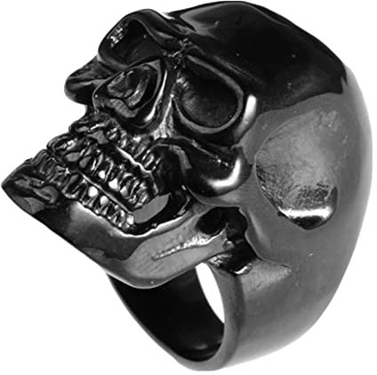 Homxi Ring Herren Gothic,Ringe Schädel Edelstahl Ringe Herren Schwarz Ringe Herren Größe 70 (22.3)