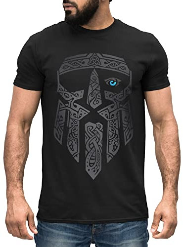 Neverless® Herren T-Shirt Odin Gott Valhalla Wikinger Nordmänner Mythologie Wotan schwarz-grau 5XL