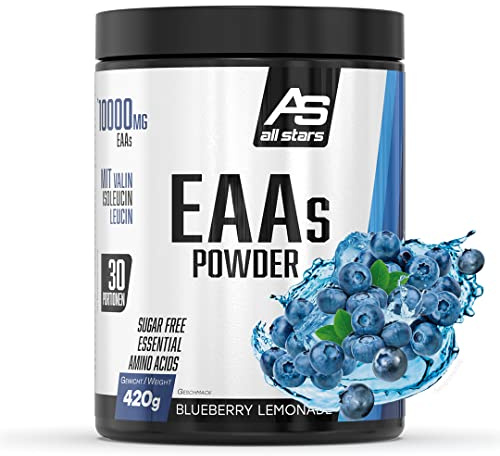ALL STARS EAAs Pulver 420g Blueberry Lemonade vegan | Mikro-instantisiertes Aminosäurenpulver mit allen 8 essenziellen Aminosäuren, Hochdosiert mit 10.000mg, ideal fürs Training