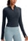 CRZ YOGA Women's Butterluxe 1/2 Zip Long Sleeve Shirts Sports Crop Tops Gym Sweatshirt Running Cropped Jacket Pullover with Thumbhole True Navy 10