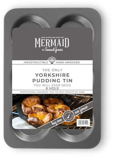 Samuel Groves Mermaid Hard Anodised 6 Cups Yorkshire Pudding Tray - Made in England