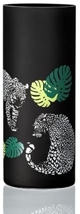 Vase Jungel Dschungel Leopard Motiv schwarz 260 mm Kristallglas Bohemia Crystalex