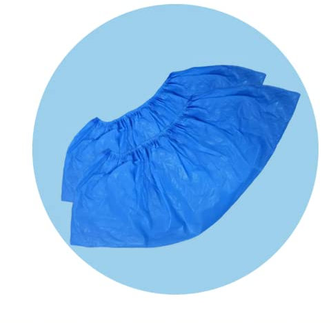 AURMOO 100x Schuhüberzieher Einweg, Galoschen, Überzieher für Schuhe, Überschuhe Einweg, Überziehschuhe Einweg für Haushalt, Klinik, Überzieh Einweg, Wasserdicht, Staubdicht, CPE Material, Blau