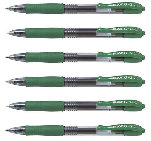 PILOT Gel-Tintenroller, einziehbar, G-2 07, mittlere Spitze, Grün, 6 Stück