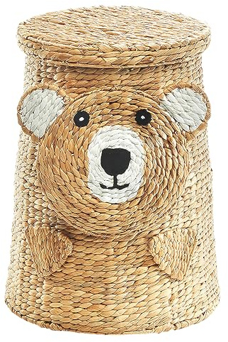 Kobolo Dekokorb BEAR aus Wasserhyazinthe geflochtener 33x33x56 cm Braun