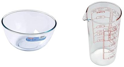 Pyrex Ciotola in vetro da 3 L, bianca & Classic Misura graduata in vetro borosilicato, 0,5lt