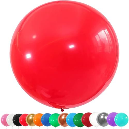 6 Stück Luftballons Gross, 36 Zoll Ballons Groß, Rot Latexballon, Luftballons XXL Groß, Grosse Luftballons XXL, Latex Riesige Ballon, für Hochzeit Babyparty Geburtstag Party Deko(91 cm)