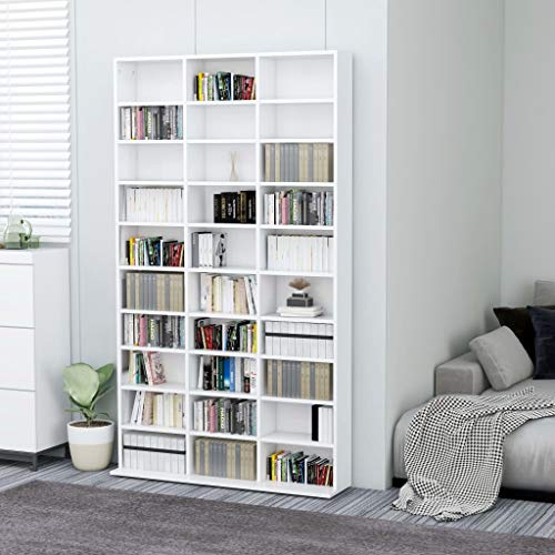 CIADAZ CD-Regal, CD Aufbewahrung, Medienregal, DVD-Regal, Album Für CDs, DVD Fächer, CD Ständer, Weiß 102x16x177,5 cm Holzwerkstoff