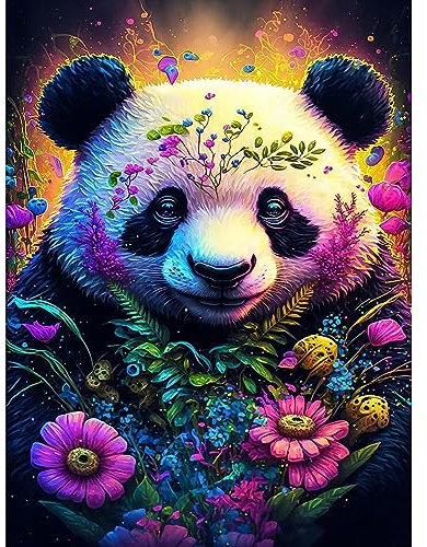 NAIMOER Panda Diamond Painting Erwachsene, 5D Panda Diamant Painting Bilder Erwachsene, DIY Blumen Diamond Painting Bilder Diamant Malerei Kinder Tiere Set für Home Dekor 30x40cm