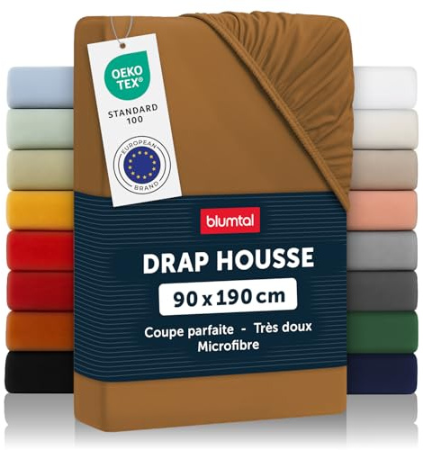 Blumtal® Spannbettlaken 90x190x30cm aus Microfaser - Oekotex zertifiziertes Bettlaken Spannbettlaken in Pumpkin Spice - Braun