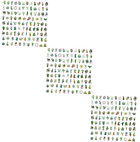 ULTECHNOVO 3 Sets Sukkulenten-aufkleber-set Grüne Pflanze Gepäckaufkleber Selbstklebend Für Die Reise 100 Stück X 3