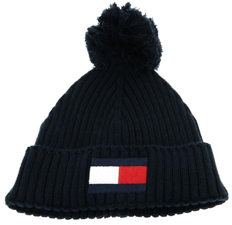 TOMMY HILFIGER Big Flag Beanie Pom Pom S/M Space Blue