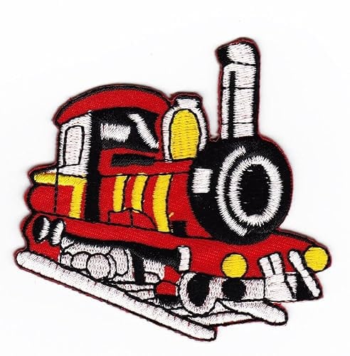Lok Rot Lokomotive Dampflok Aufnäher zum aufbügeln oder aufnähen Bügelbild Aufbügler für Kleidung gestickter Bügelpatch Applikation Bahn Patch Größe 7,5 x 7,0 cm