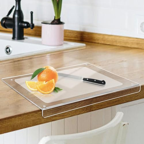 Giznzg Acryl Schneidebrett, 5mm Durchsichtig Mit Anschlagkante, Clear Cutting Board für die Küchentheke, Rutschfestes Transparentes Acryl Mit Lippe (30 * 40cm)