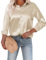 Beyove Chemisier Femme Décontracté Chemise Col V Satin Soie Coupe Ample Élégant Motif Champagne Taille S