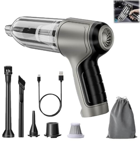Cordless Handheld Car Vacuum Cleaner,Multipurpose Portable Mini Car Vacuum and Duster,3-in-1 Keyboard Vacuum Cleaner,Powerful Suction,wiht Washable Filter&Storage Bag,for Car,Home,Office (Grey)
