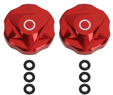 EMSea 2PCS Bicycle Front Fork Cap Shock Gas Cover Bike Suspension Cover Aluminum Alloy Cap Shoulder Protector Parts for Mountain Bicycle Road Bike, Red