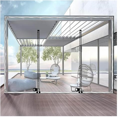 WZYJLyds Cortinas de Lona Transparentes para Exteriores, Paneles Laterales de Cenador Transparentes con Lona de PVC Y Cremallera, Paneles Laterales de Lona Impermeables para Cochera de Pérgola Porche