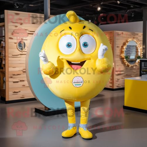 REDBROKOLY Giallo limone Donut personaggio costume mascotte vestito con un gilet e spille da bavero