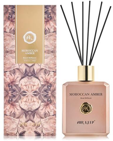 Airkeep Raumduft 300ml, Marokkanischer Amber Duft, Duftstäbchen mit 8 Stäbchen, Luxus Lufterfrischer für Zuhause, Büro & Bad
