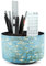 Czzmy Rotation range télécommande,Circulaire Support de télécommande en PU Cuir avec 4 Compartiments,Organisateur de bureau multifonction pour TV telecommande,Lunettes,Crayons(1-Fleur de pêche)