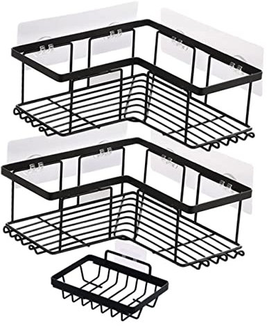 Anneome Eckdusche Regal Für Innendusche Selbstklebendes Duschregal Mit Haken Für Badezimmer Dusche Organizer Leicht Zu Reinigen Installieren