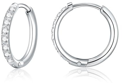 Titan Creolen Ohrringe für Damen Herren G23 Titan Zirkonia Creolen Hypoallergen Klein Klappcreolen Kreolen Knorpel Helix Ohrpiercing 12mm