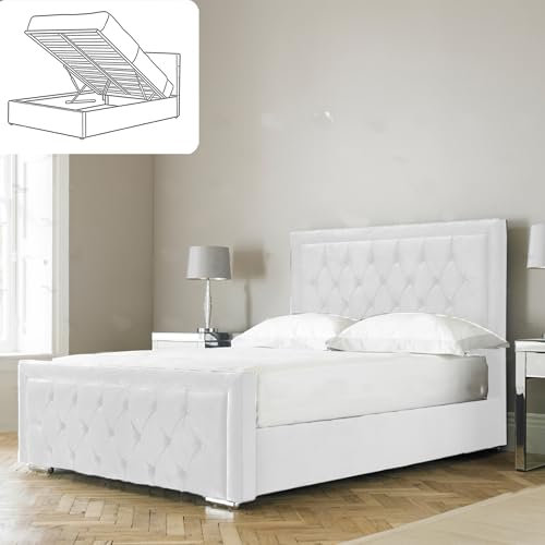 Britainsleep Aura Plush Velvet Upholstered Gas Lift Ottoman Storage Bed Frame | Double | Single | KingSize | Super king size bed | Premium Quality | UK Manufactured
