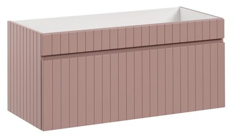 Vente-unique-Mueble suspendido de Lavabo Rayado Rosa - 100 cm - SATARA