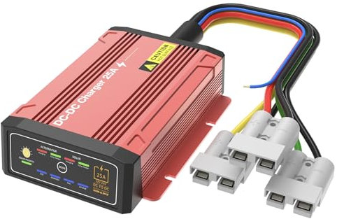 Waterproof DCDC Charger with MPPT for 12V 25A LiFePO4, Lead-Acid, SLA, Gel, AGM, Cal, DC to DC Battery Charger with Anderson