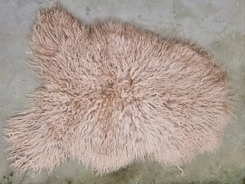 Provellus Premium Langhaar Island Schaffell Schaffelle Fell Lammfell Natur lockig Curly (Cappuccino, 30x30cm rund)