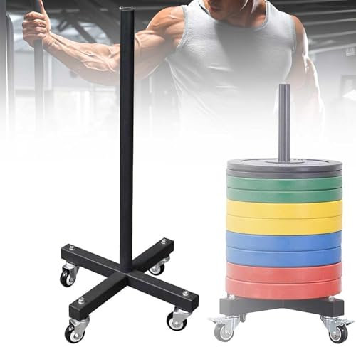 Barbell Plate Rack with Pulley,Heavy Duty Olympic Barbell Storage Tree for 5cm/2inch Plate,Space-Saving Olympic Weight Holder,Load 1000lbs,for Garage & Commercial & Home