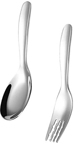 Toyvian Edelstahl Babylöffel Gabel Und Löffel Für Junge Mädchen Und Kleinkinder Zum Selbstfüttern Leicht Und Tragbar Für Mittagessen