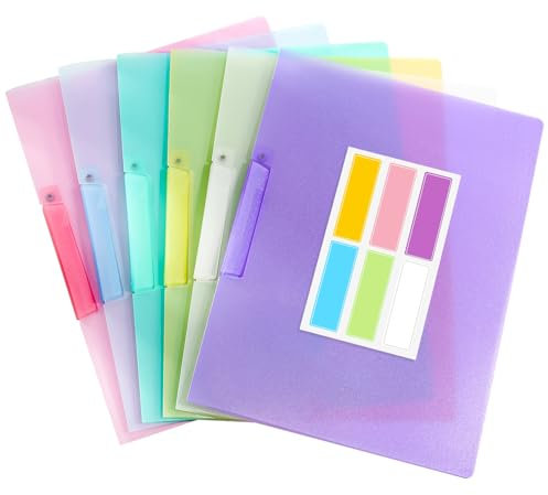 UNIANE 6 Stück Schnellhefter A4 Plastik Stabil mit Namensschild, Hefter Plastik, Durable Schnellhefter, Bunt Sammelmappe,Heftschoner Schnellhefter, DIN-A4 Transluzentem PP Heftstreifen für Schule Büro