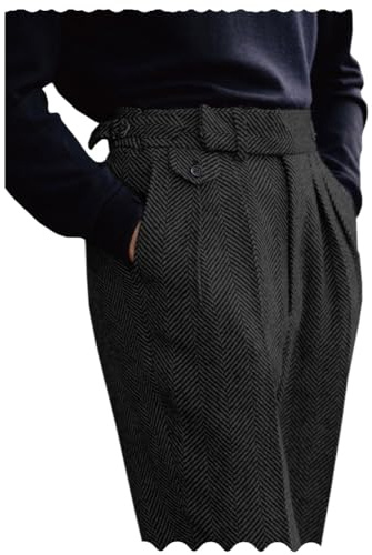 AeoTeokey Herren Tweedhosen Klassisch Geschnittene Tweed Hosen Retro Wollhosen