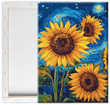 Pavemlo Malennach Zahlen Erwachsene mit Rahmen Sonnenblumen – 20x30 cm kleines Malen nach Zahlen auf Leinwand, Anfängerfreundliches DIY Malset, Perfekt für Wohnkultur & kreative Geschenke