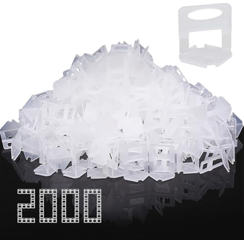 Storystore Fliesen-Nivelliersystem, 2 mm Nivellier-Abstandshalter Clips (2000 Stück) DIY Fliesen Nivellierer Abstandshalter für Keramikfliesen und Steininstallation, Bodenfliesen-Abstandshalter