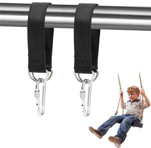 Bafiwu 2 Stück Schaukel Befestigung Baum Balken, Nylon Hängematte Befestigung Indoor Schaukel Aufhängung Baumbefestigung, D-Ringen Hängesessel Befestigung Schaukelbefestigung