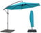 Outsunny 3(m) Garden Banana Parasol Cantilever Umbrella with Crank Handle, Cross Base, Weights and Cover for Outdoor, Hanging Sun Shade, Blue