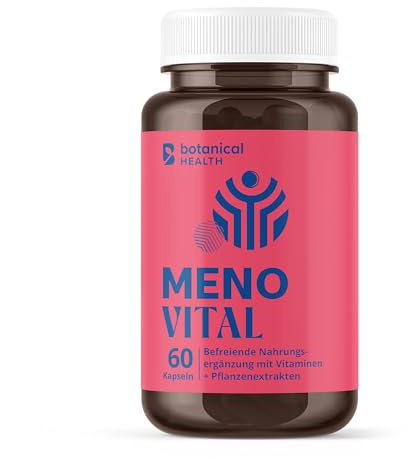 MENO VITAL – Natürliches Wohlbefinden in der Menopause - 60 vegane Kapseln mit Traubenkernextrakt, Rotklee und Rhabarbar Extrakt - Hormon Balance Frauen in Wechseljahre