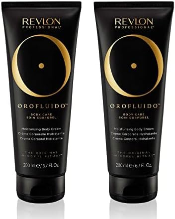 REVLON PROFESSIONAL Orofluido Moisturizing Body Cream, 200 ml, feuchtigkeitsspendende Bodylotion mit Arganöl, Körpercreme für weiche, strahlende Haut, vegane Lotion zur Körperpflege (Packung mit 2)