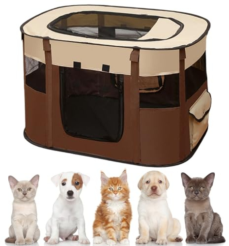 Parc Chaton Pliable, Portable Parc pour Chien, Tente pour Chat Respirante d’Intérieur/Extérieur avec Sac de Transport